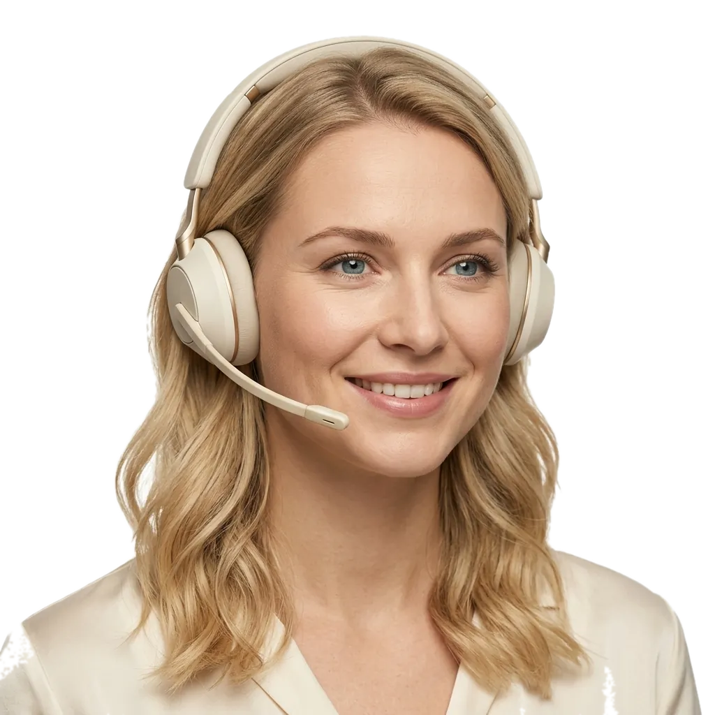 AI voice assistant — friendly consultant with headset