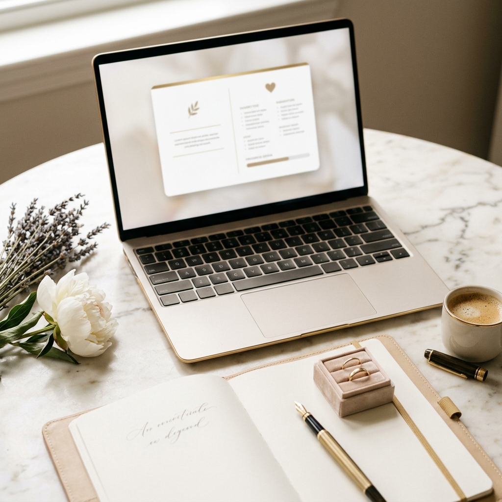 The free Denmark wedding documents checklist form on a laptop